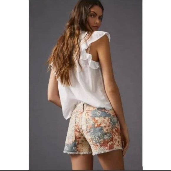 Anthropologie Pilcro Floral Patterned Low Rise Frayed Hem Shorts Size 25 - Picture 4 of 15